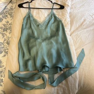 Sage silk tank